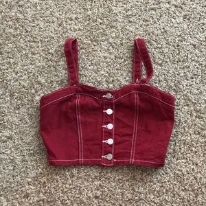 Forever 21 Red button up crop top size Small